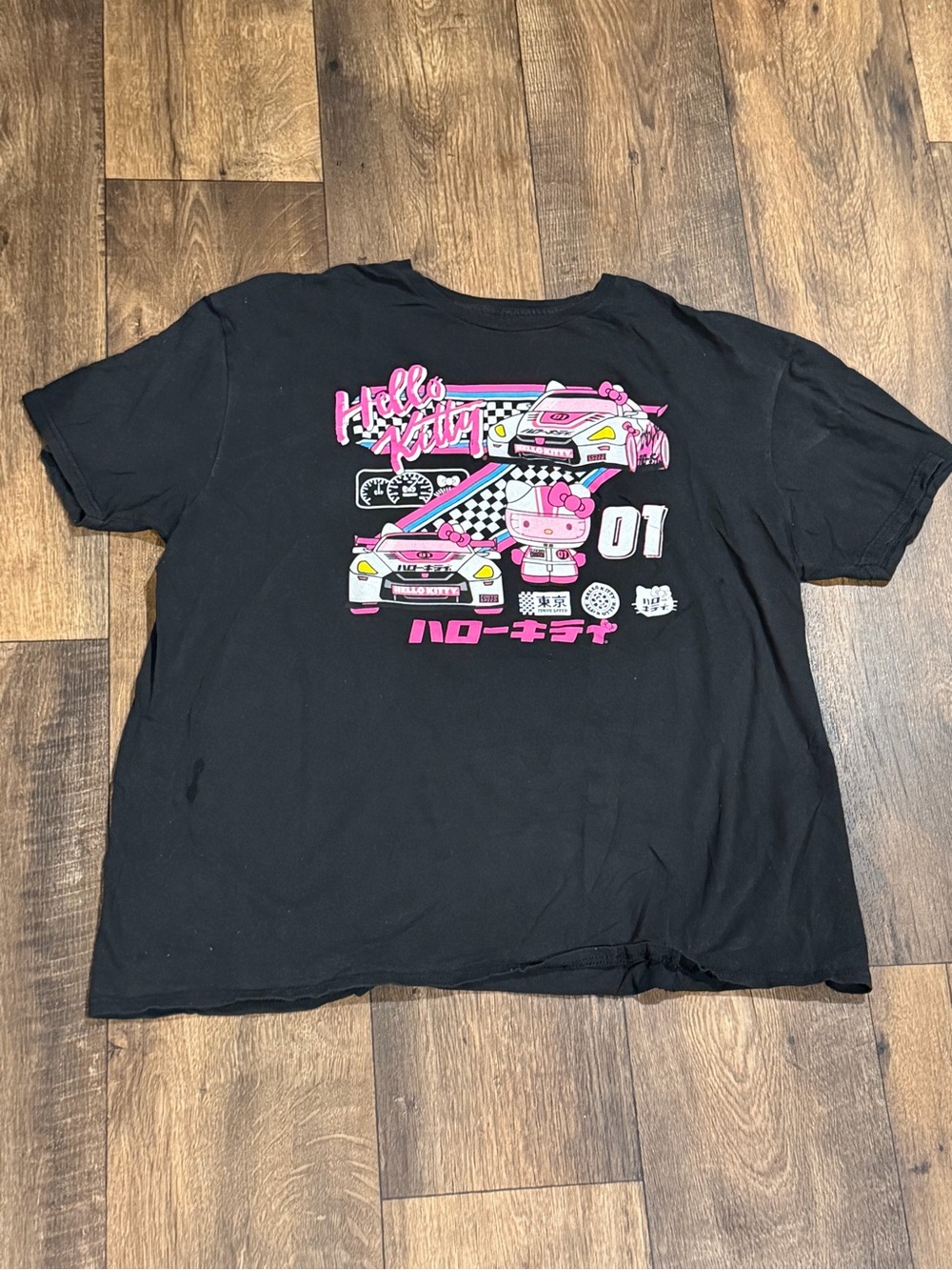 Hello Kitty Black Pink Racing Graphic Kids Tee